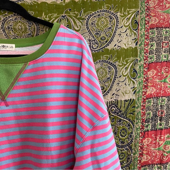 NWOT Natural Life Taffy Twist Oversized Striped Crewneck Size Large/ Extra Large - Picture 4 of 14